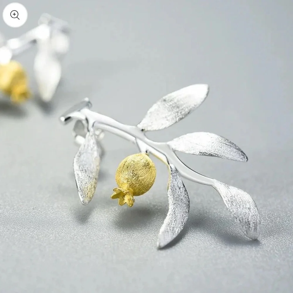 Elegant Silver and Gold Leaf Earrings - Picture 2 of 4